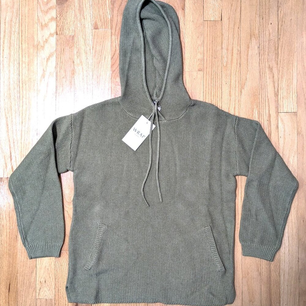 WRAP LONDON Knitted Cotton Hoodie in Moss Size 4 or S (NEW WITH TAGS)